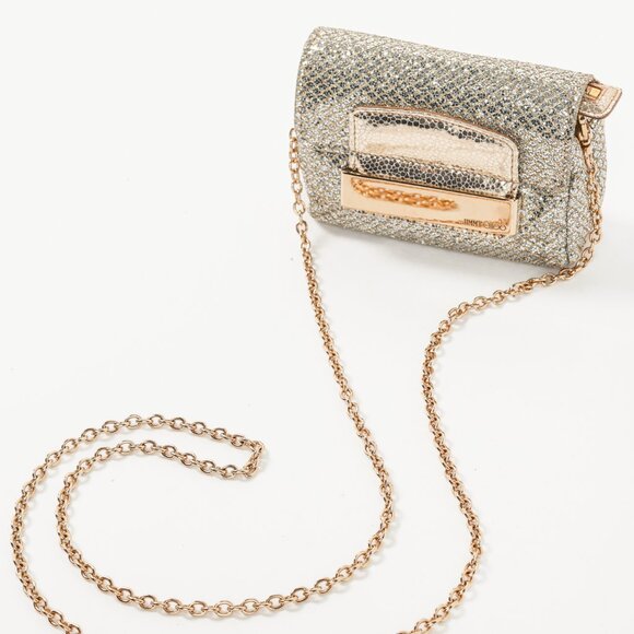 Jimmy Choo Caro Champagne Glitter Fabric Clutch - Picture 6 of 11